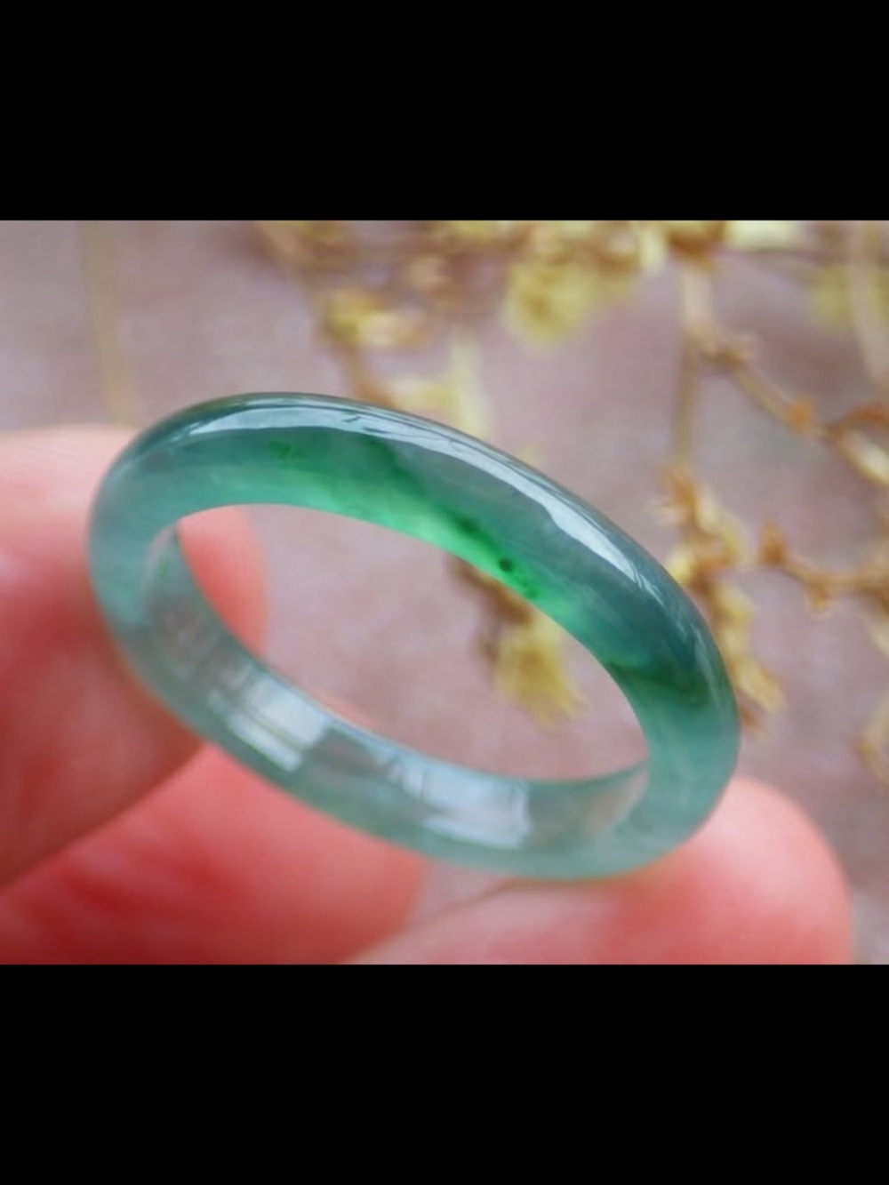 Certificate Jadeite Jewelry Jade luck Icy Green thin Ring Size 7.75